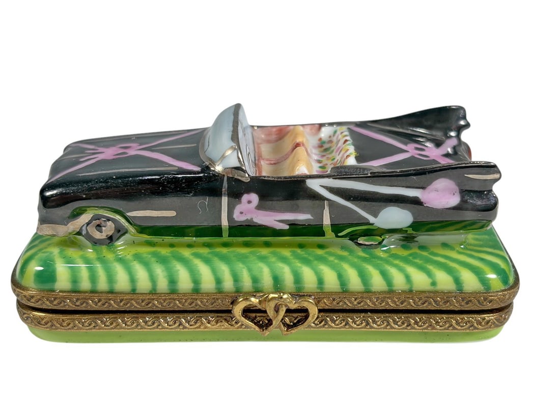 Limoges Wedding Car Hinged Trinket Box France (1 of 5)