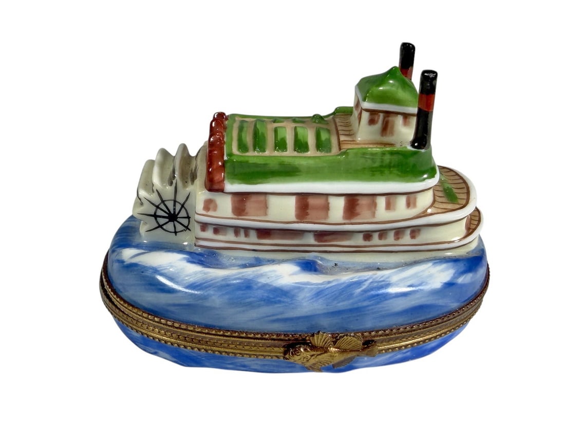 Limoges Riverboat Trinket Box France Hand Painted (1 of 5)