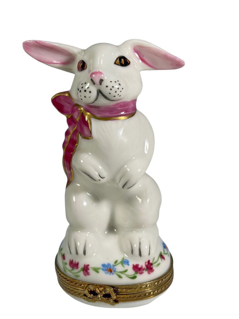 Limoges Rabbit Porcelain Hinged Trinket Box White (1 of 6)