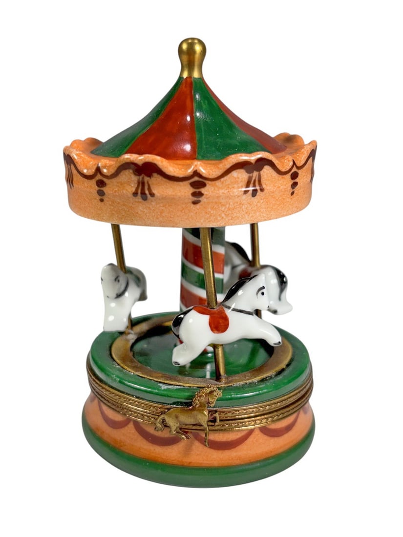 Limoges Carousel Horses Trinket Box Peint Main (1 of 6)