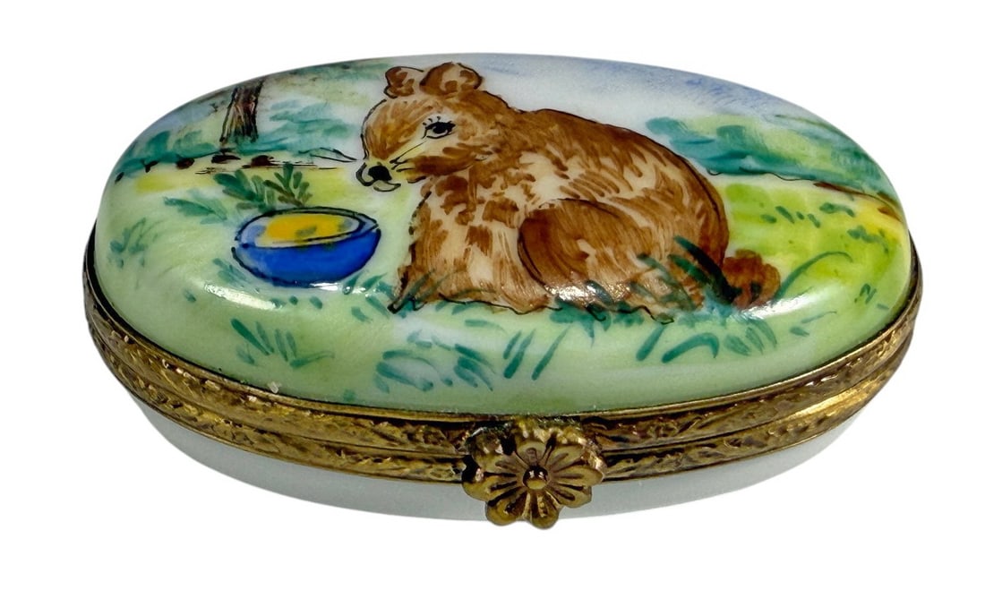 Eximious Limoges Rabbit Trinket Box France Rare (1 of 5)