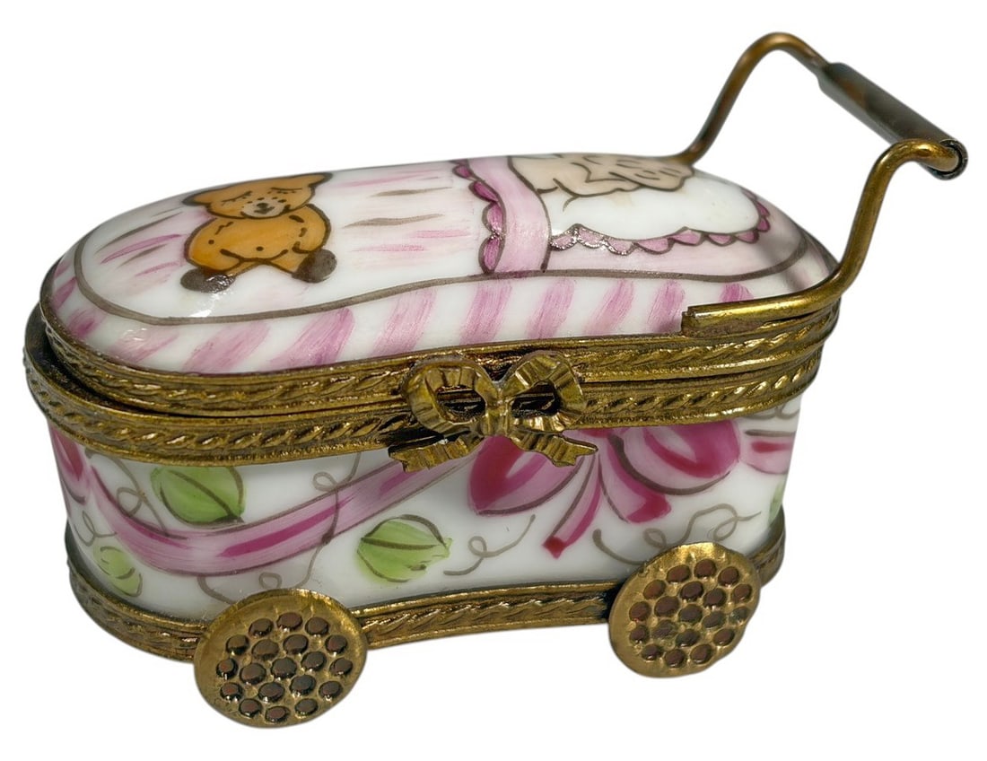 Limoges Baby Carriage Porcelain Trinket Box France (1 of 6)