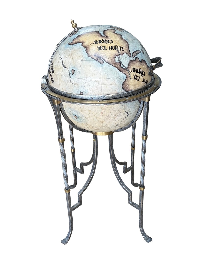 Vintage Globe Form Forged Iron Bar Cabinet Stand (1 of 4)