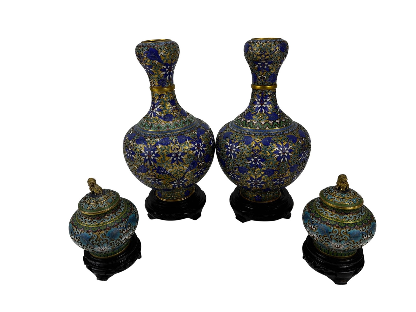 Chinese Cloisonne Gourd Vases Lidded Jars LOT (1 of 5)