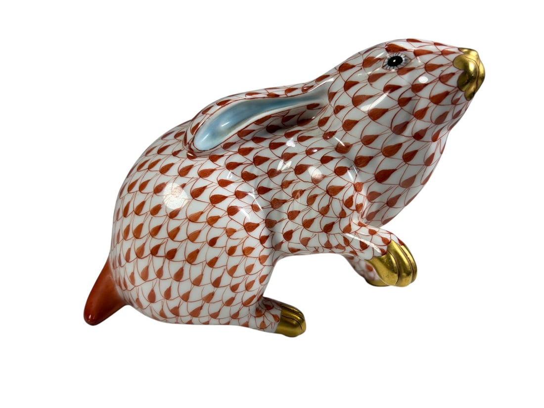 Herend Rust Fishnet Porcelain Lop Rabbit Figurine (1 of 6)