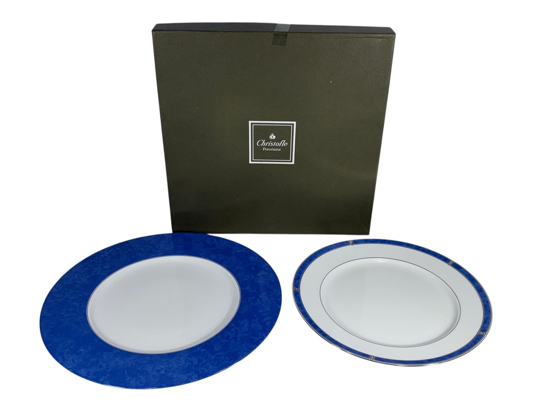 Christofle Oceana Bleu & Blue Marbled Plates 2pcs (1 of 5)