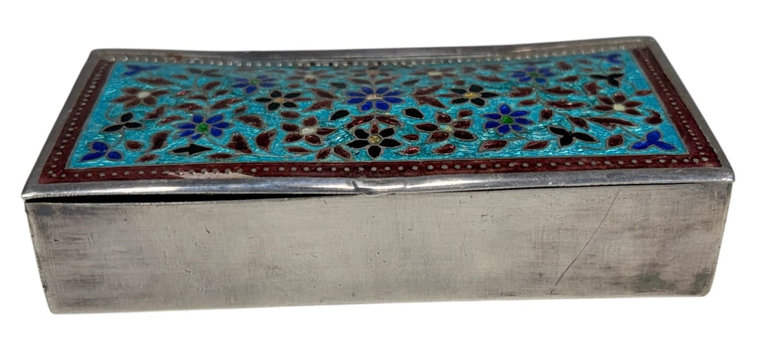 Sterling Silver Colorful Floral Enamel Trinket Box (1 of 5)
