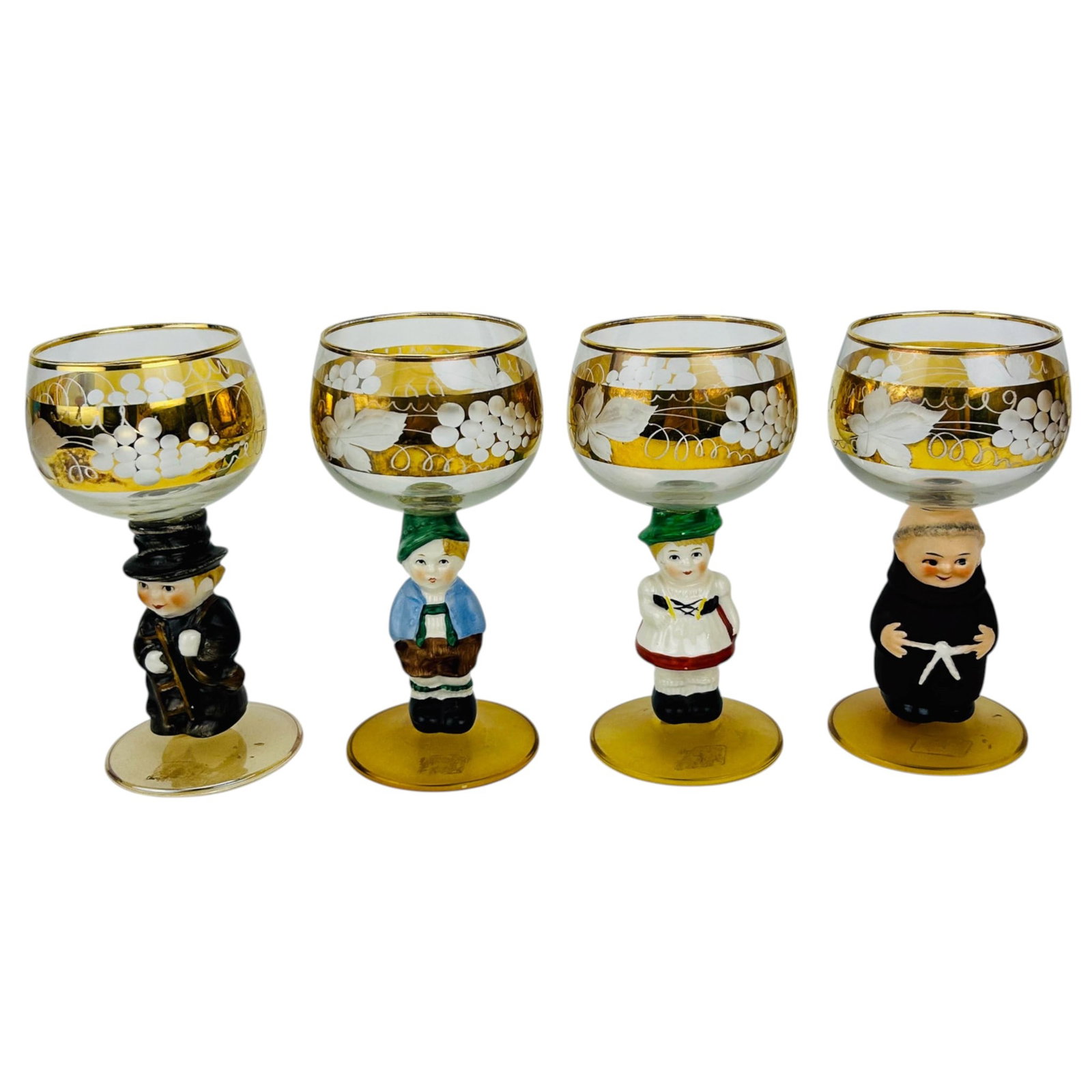 Goebel Hummel Figural Stem Gilt Wine Goblet LOT (1 of 5)