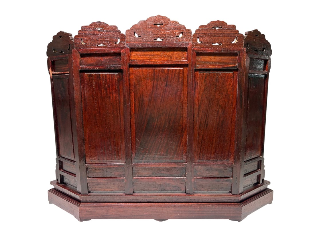 Chinese Fine Spinach Jade Five-Panel Table Screen - 7