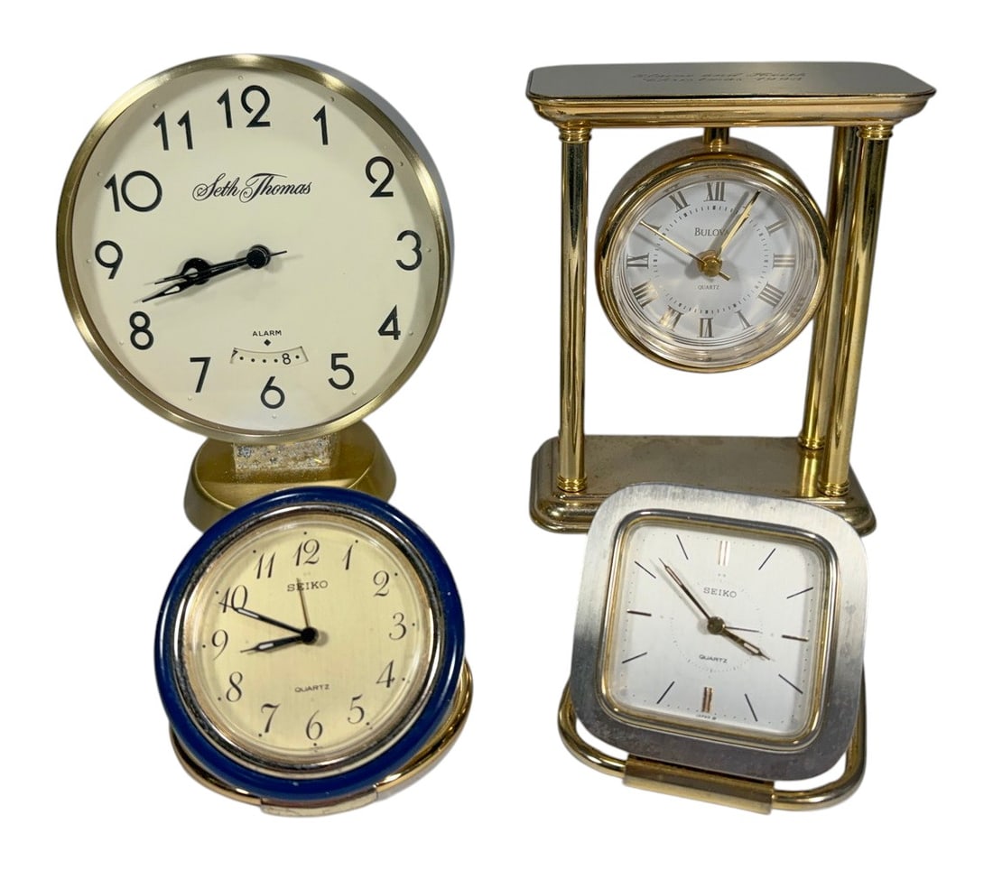 Seth Thomas, Bulova & Seiko Table Clocks 4pc LOT (1 of 7)
