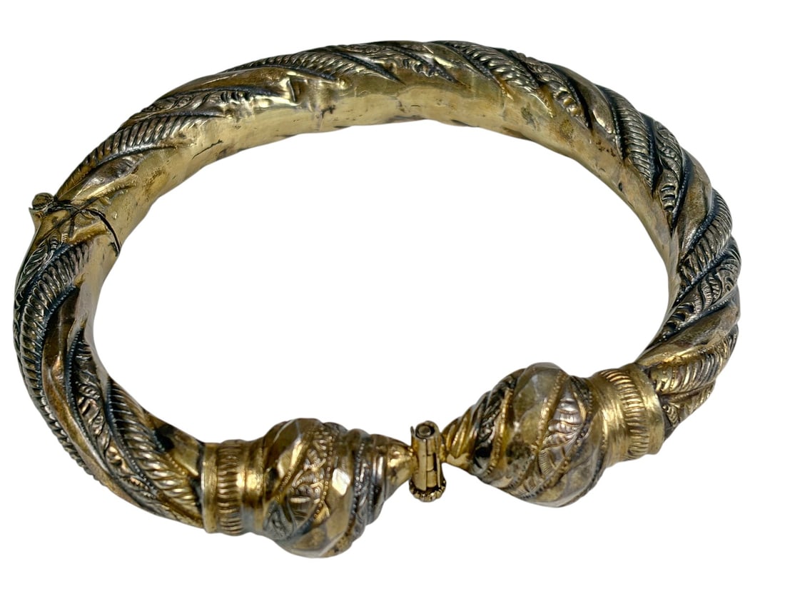 Tibetan-Style Silver-Tone Braided Hinged Bracelet
