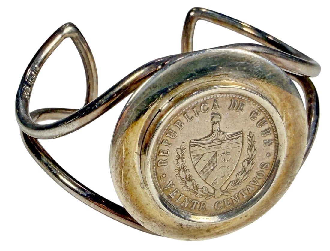 Cuban 20 Centavos Sterling Silver Cuff Bracelet (1 of 6)