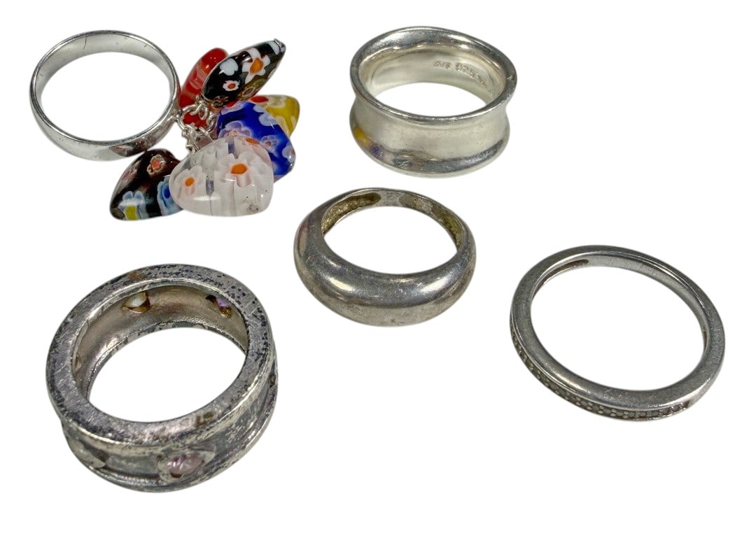 Assorted Sterling Silver Rings 26.8 g. 5pc LOT (1 of 6)