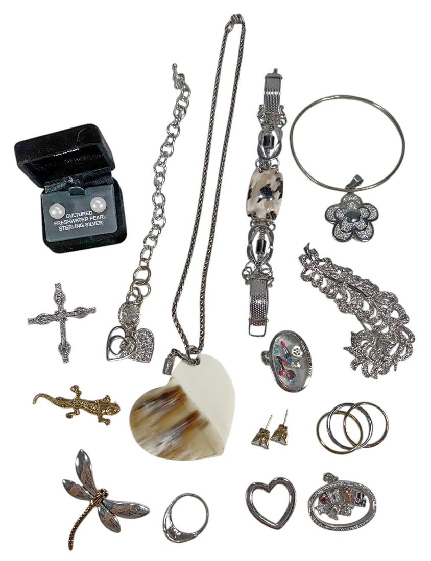 Assorted Silver-Tone Mixed Metal Jewelry 18pc LOT (1 of 8)