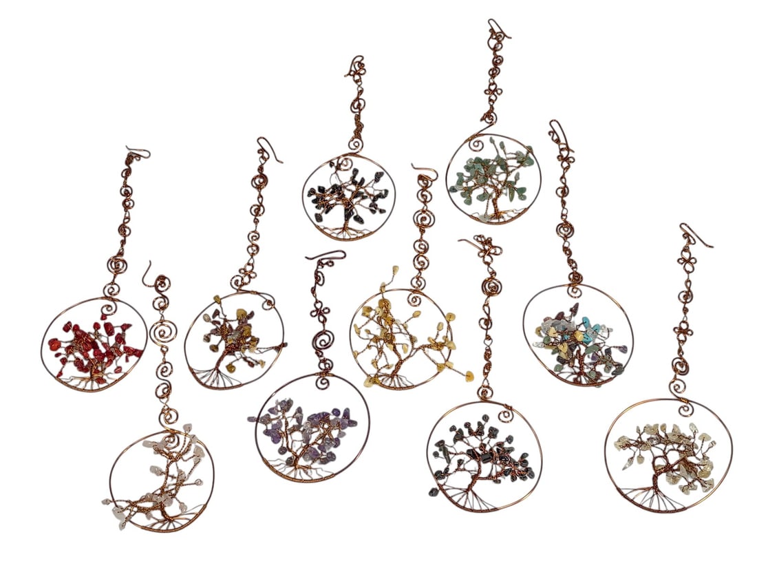 Copper Wire Gemstone Tree Ornaments 10pc LOT (1 of 5)
