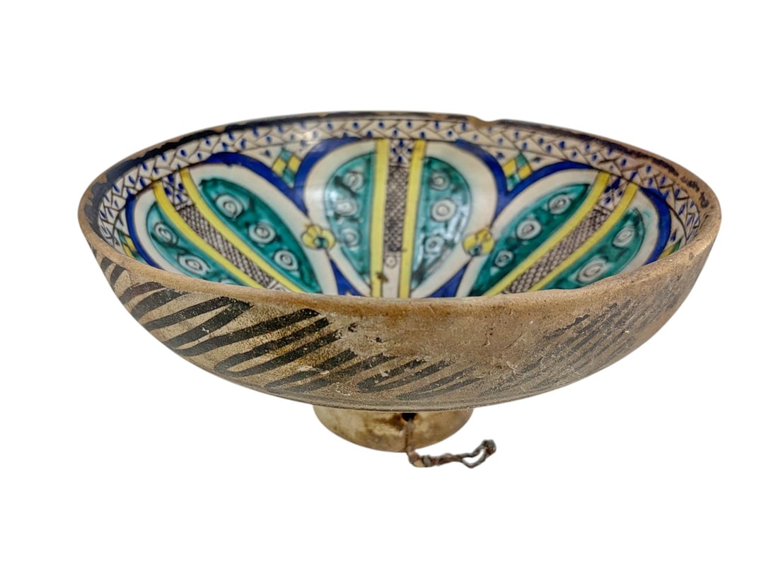 19th C. Fez Mokhfia Polychrome Ceramic Bowl (1 of 7)