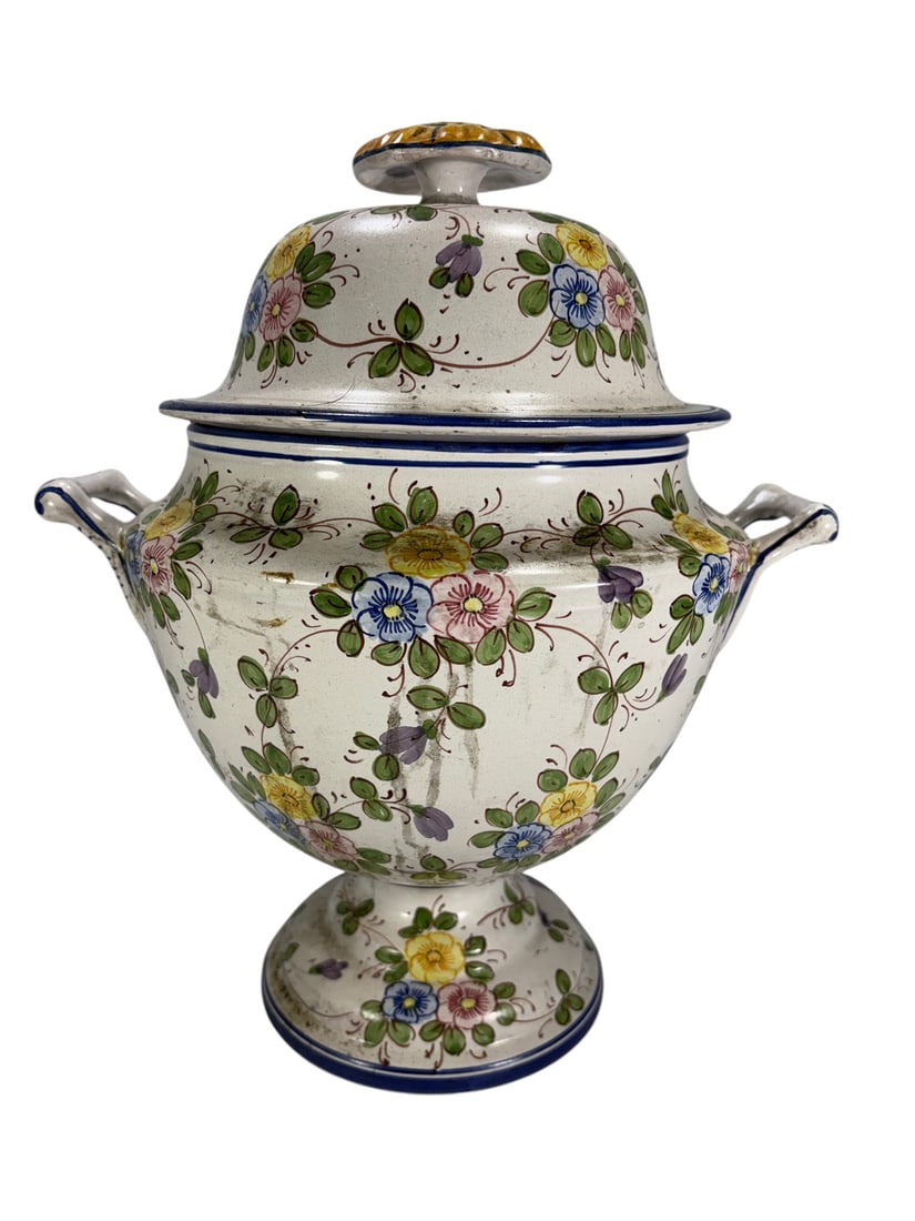 L. Pardi Castelli Italian Majolica Covered Urn 14" (1 of 8)