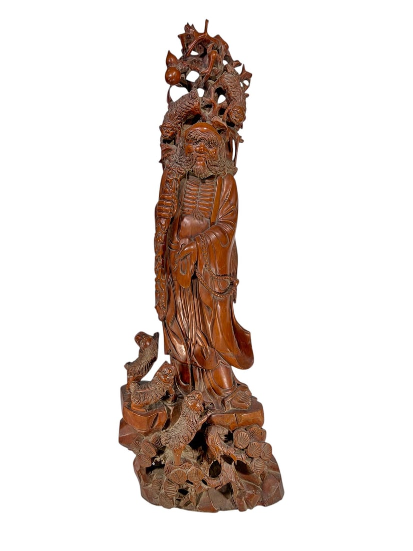 Chinese Carved Wood Immortal and Monkeys Sculpture (1 of 7)