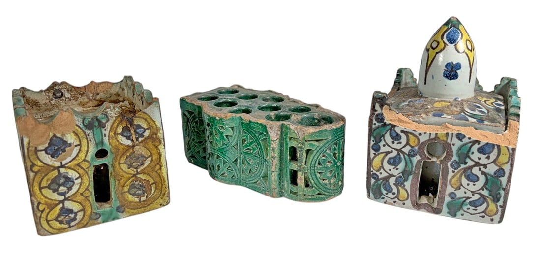 Moroccan Polychrome Ceramic Deskware 3pc LOT (1 of 12)