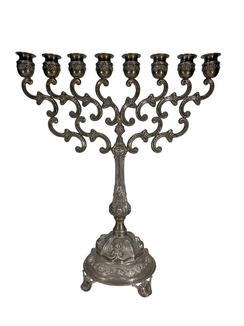 Sterling Silver Judaica Eight-Light Hanukkah Menor (1 of 9)