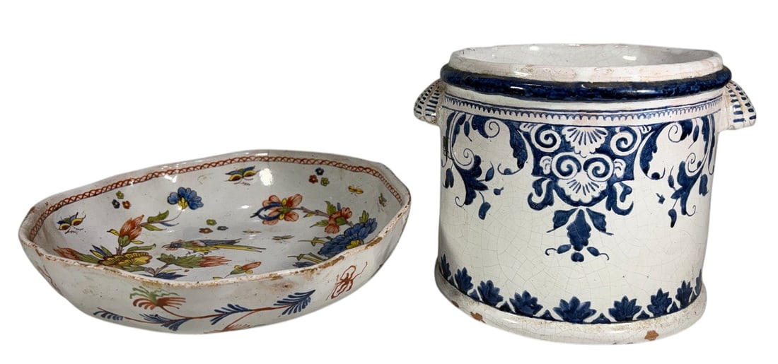 19th C. French Glazed Ceramic Serving Ware 2pc LOT (1 of 10)