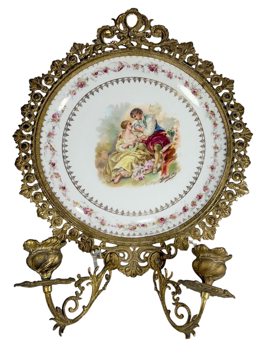 Victoria Austria Porcelain Gilt Brass Wall Sconce (1 of 8)