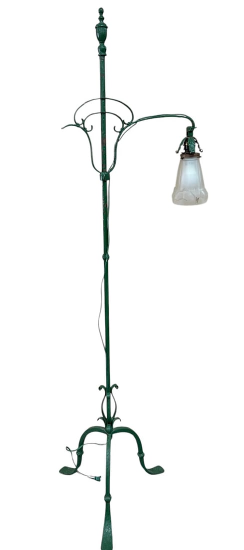 Green Painted Iron Art Nouveau Style Floor Lamp (1 of 4)
