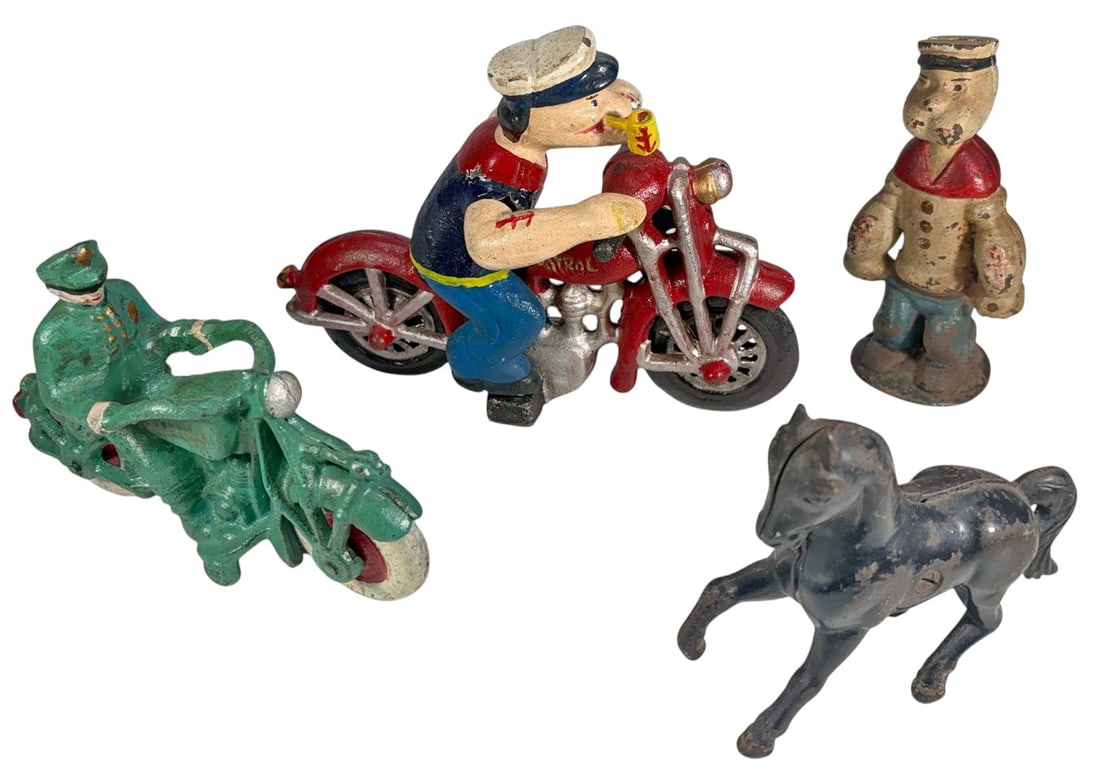 Assorted Vintage Popeye Cast Iron Toys & Banks 4pc (1 of 9)