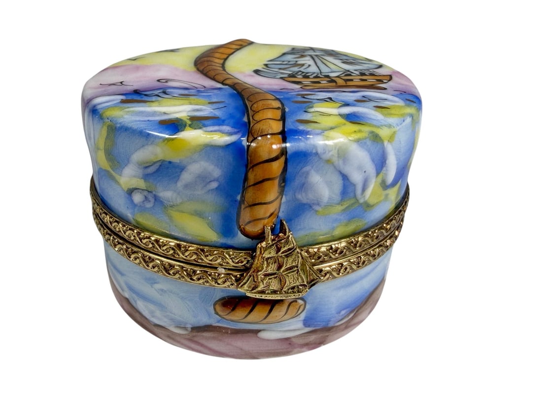 Limoges France Porcelain Ship Hat Trinket Box (1 of 5)