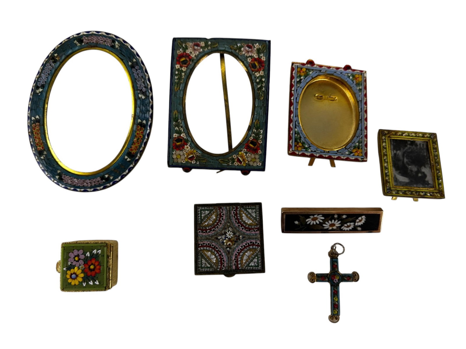 Micro Mosaic Photo Frames Boxes Pendant Cross LOT (1 of 7)