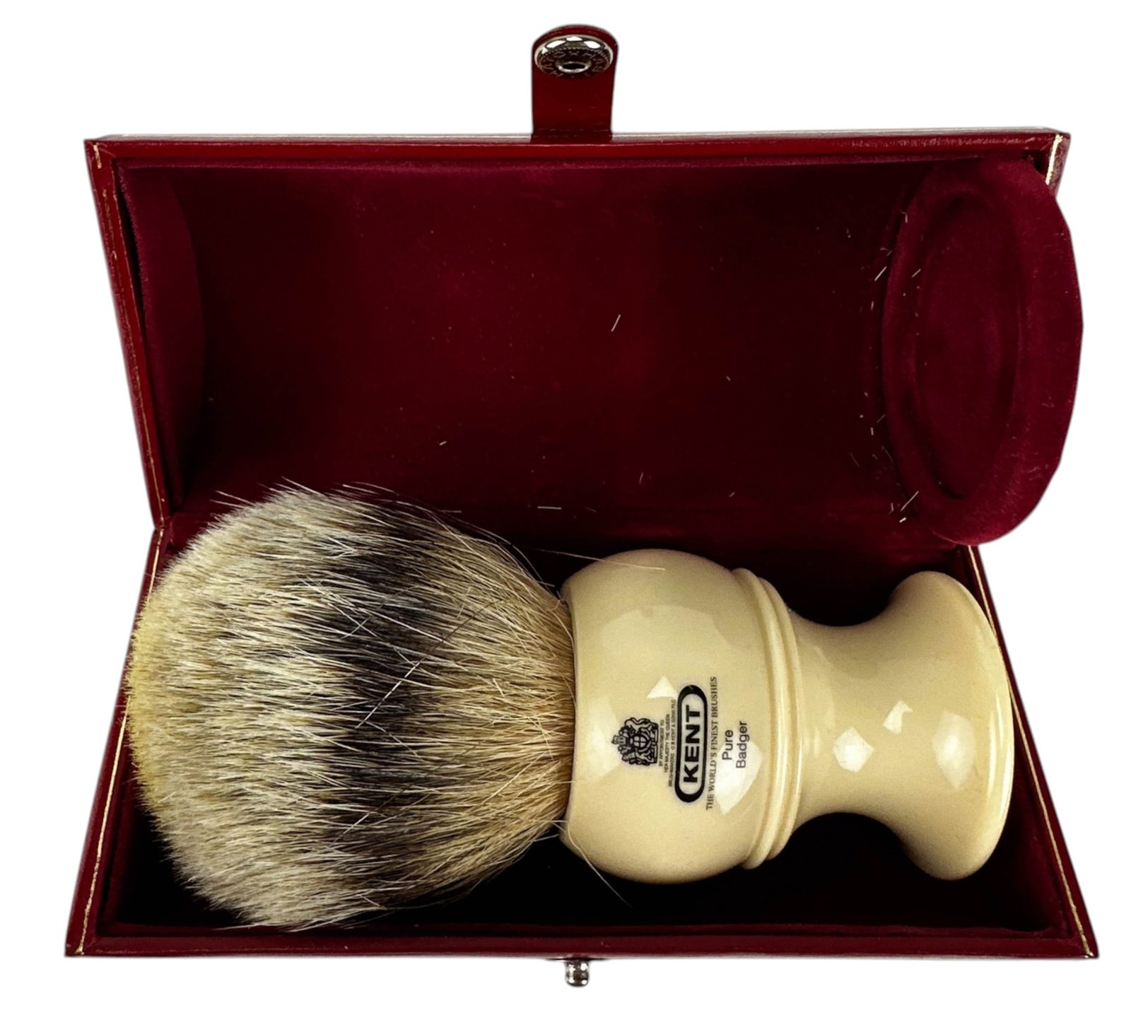 Kent BK12 Pure Badger Shaving Brush w Leather Case (1 of 5)