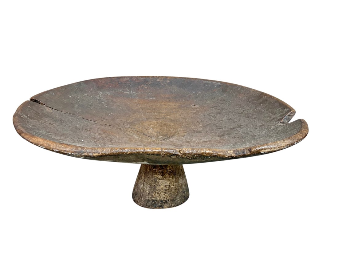 Old Berber Carved Acacia Wood Couscous Tazza 12" (1 of 4)