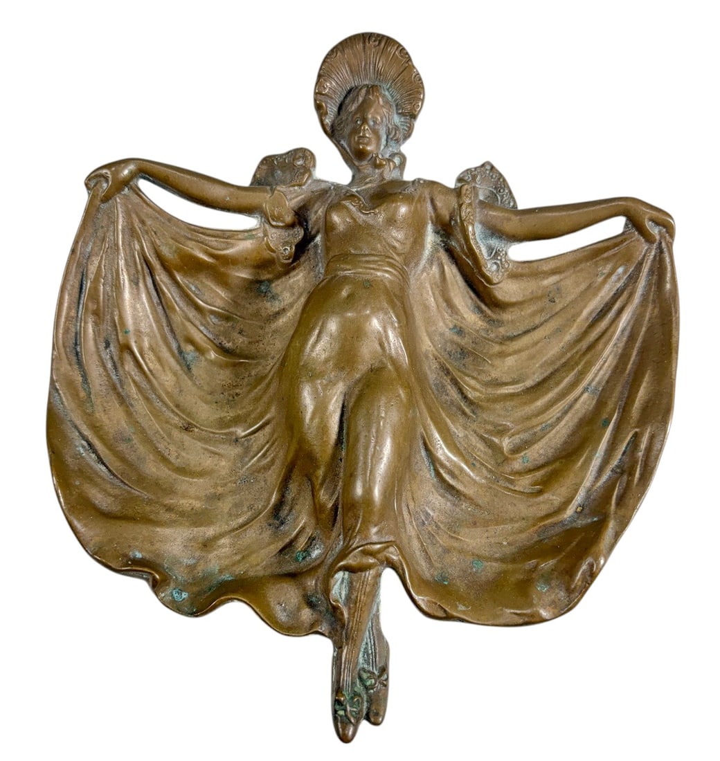 Art Nouveau Bronze Lady Dancer Figural Valet Tray (1 of 4)