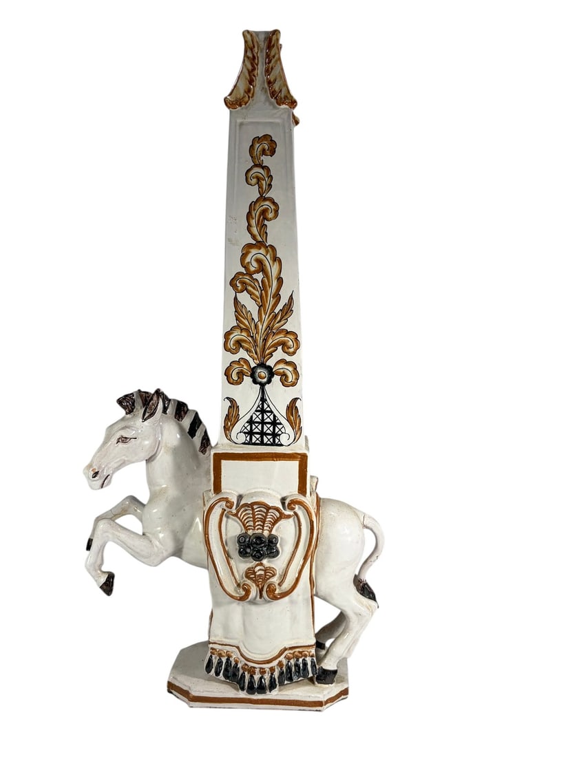 Figural Ceramic Horse & Obelisk Form Vase 22.5" (1 of 10)