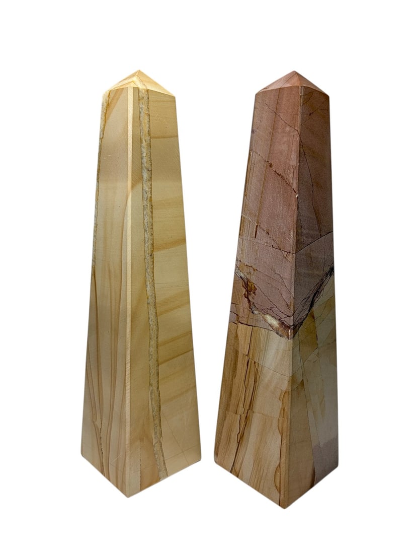 Pair of Decorative Polished Banded Stone Obelisks (1 of 6)