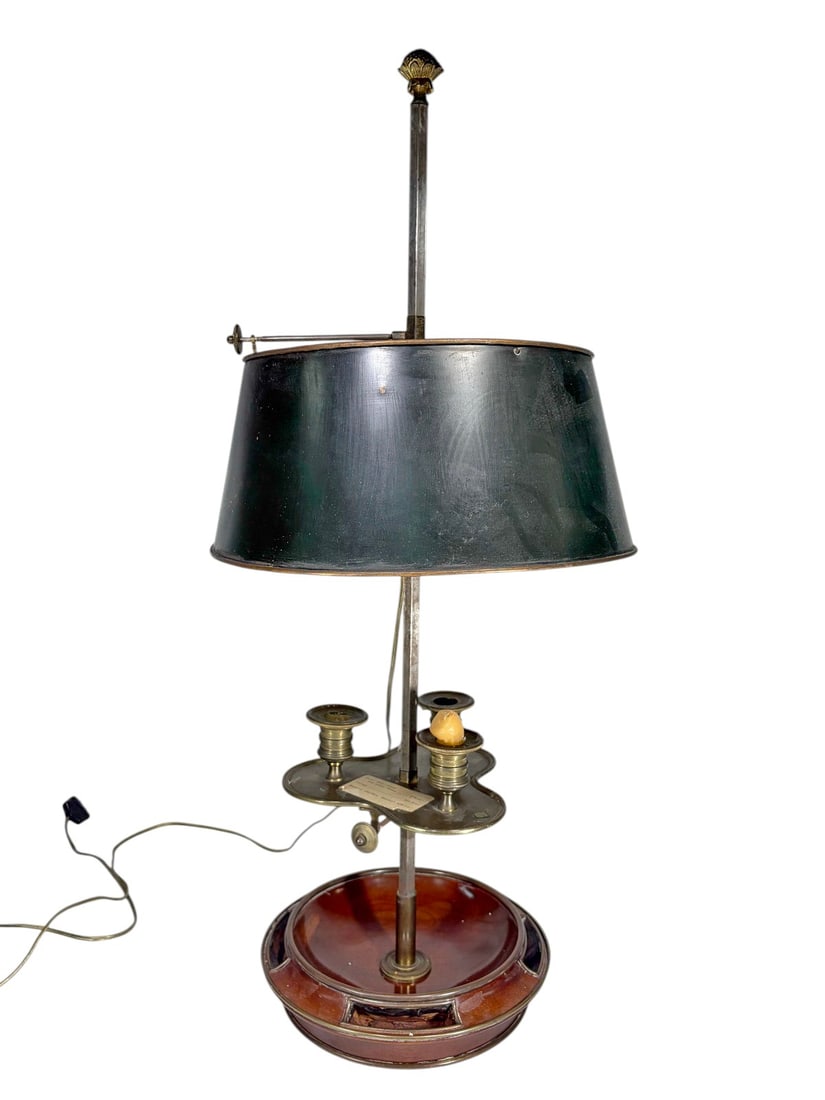 Antique Brass & Mahogany Bouillotte Table Lamp (1 of 6)