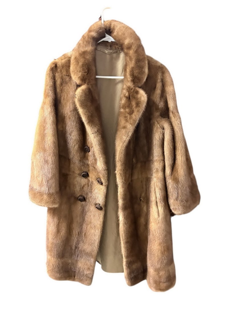 Vintage Full Length Mink Fur Coat Embroidered Line (1 of 5)