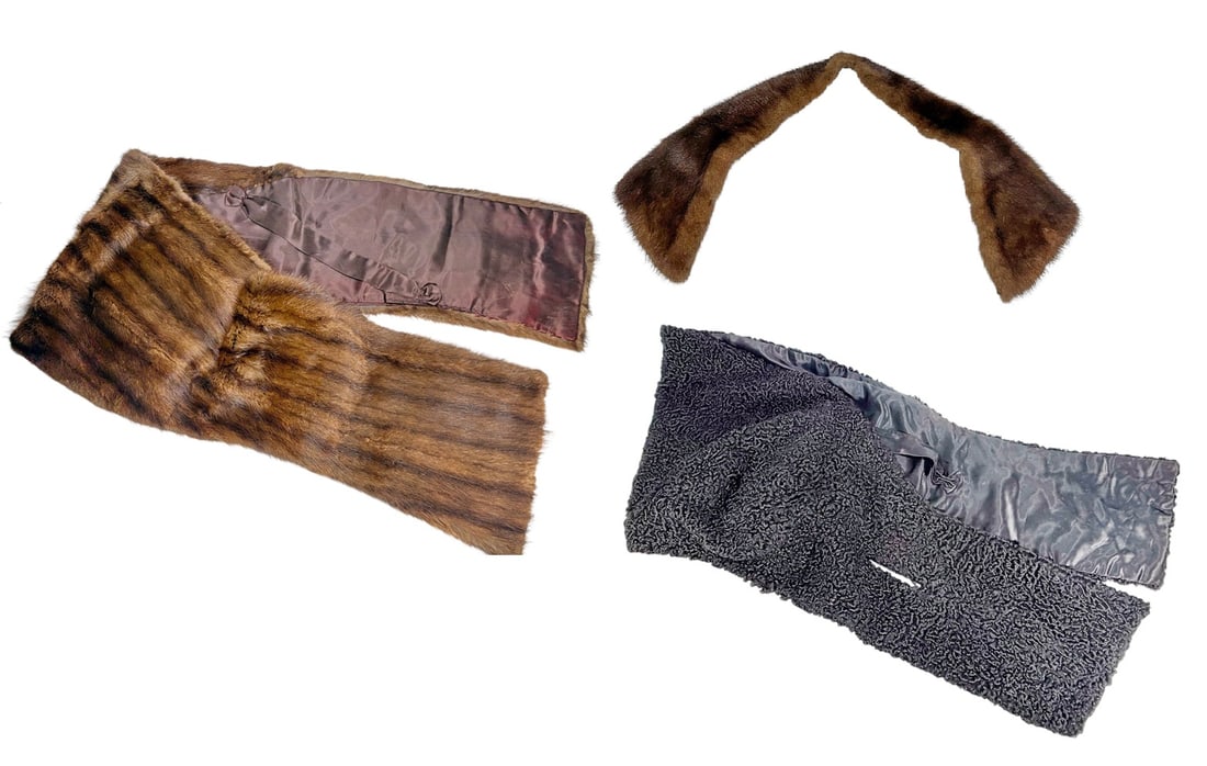 VTG Mink Fur Stole, Collar Trim & Faux Lamb 3pcs (1 of 12)