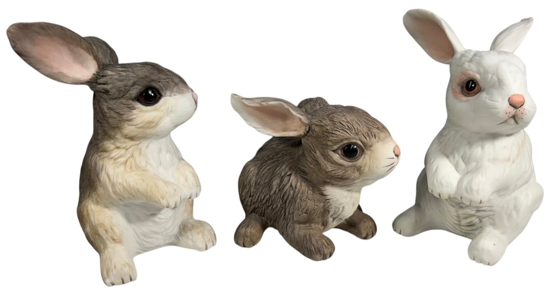 Boehm Hand-Painted Porcelain Rabbits Fig 3pc LOT (1 of 6)