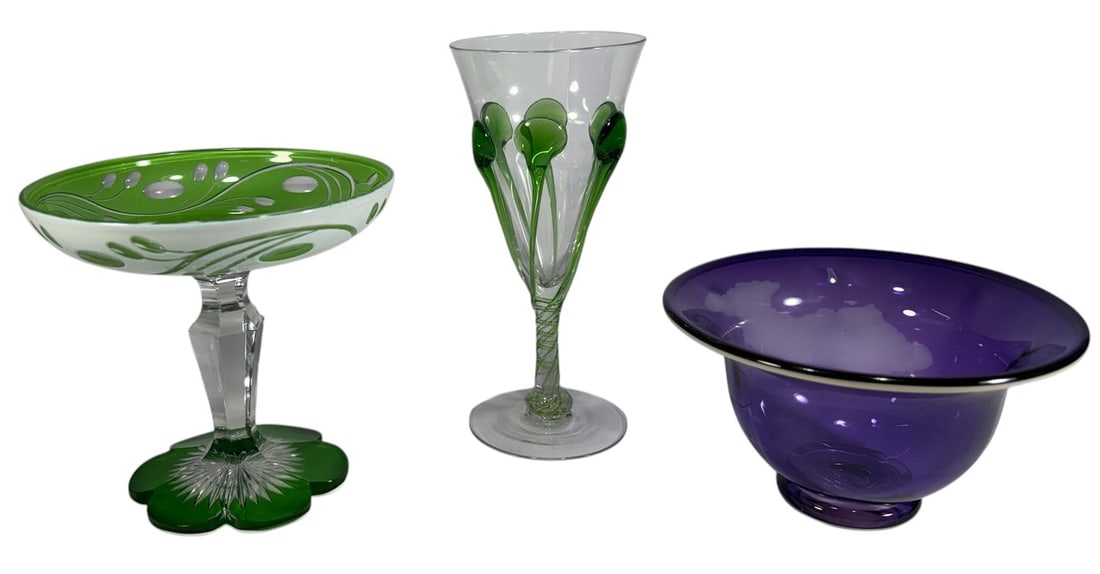 Bayer & Harrach Fine Decorative Art Glass 3pc LOT (1 of 9)