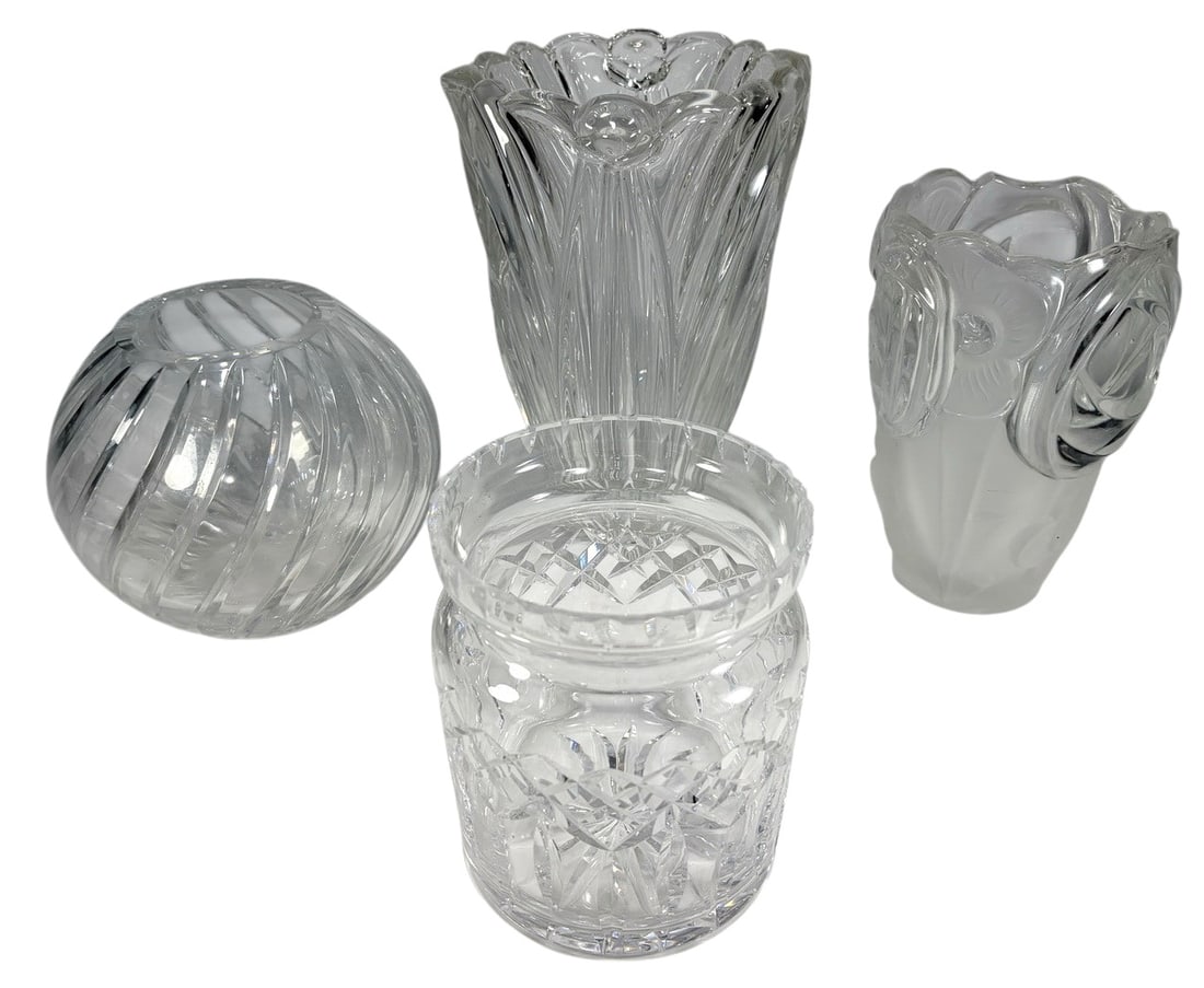 Assorted Cut & Pressed Glass Vase 4pc LOT (1 of 6)