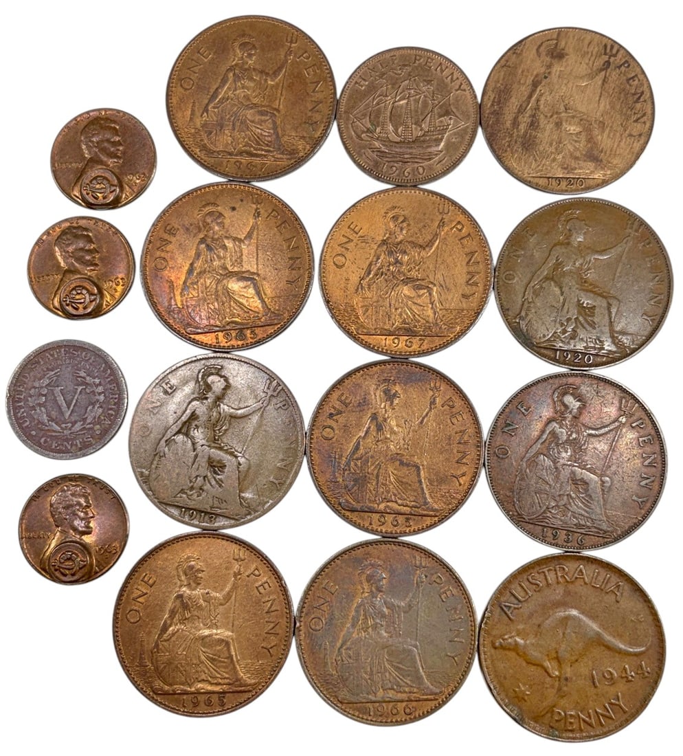 British U.S. & Australian Assorted Coins 16pc LOT (1 of 9)