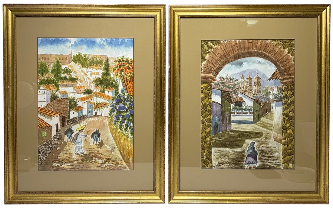 Pair of Marco A. Diaz (b. 1972) Watercolor Framed (1 of 9)
