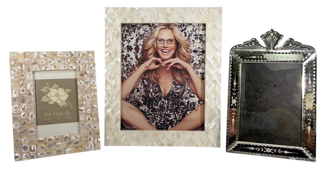 Assorted Decorative Mother of Pearl Frames 3pc LOT (1 of 5)