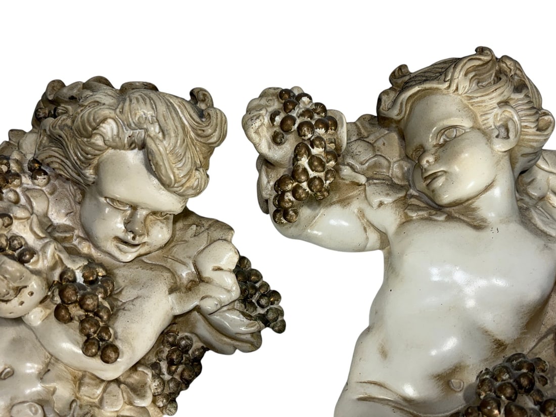 Composition Figural Putti Wall Plaques 2pc LOT - 2