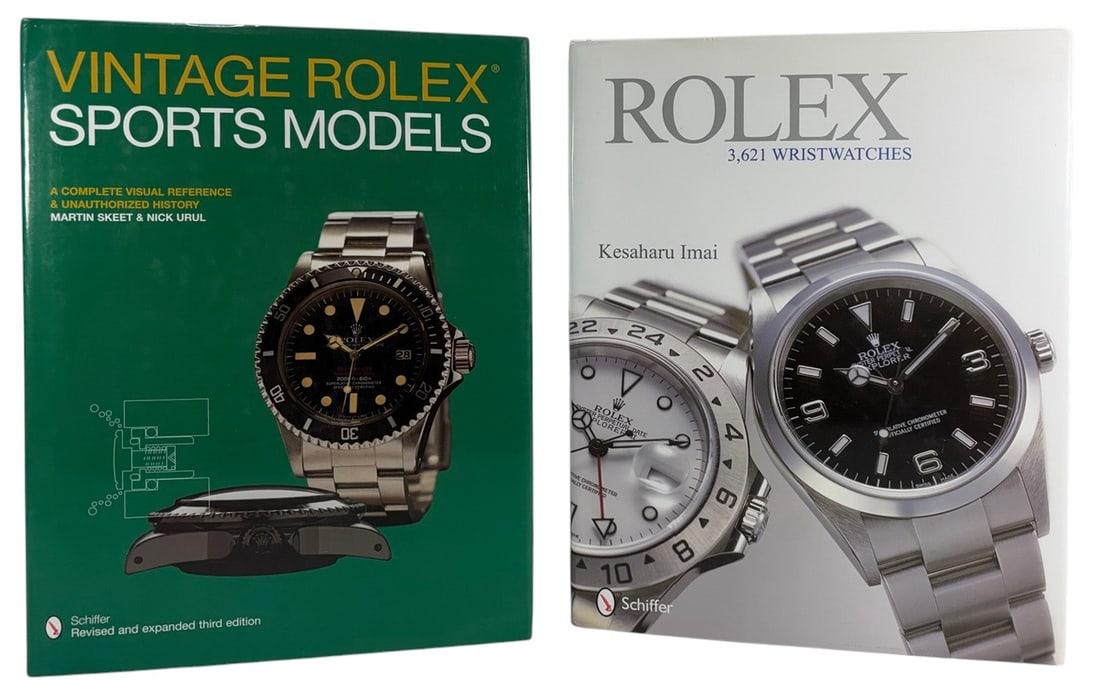 Rolex Collector Reference Books 2pc LOT: A group of two illustrated Rolex reference books. Includes Vintage Rolex Sports Models: A Complete Visual Reference & Unauthorized History by Martin Skeet and Nick Urul, revised and expanded third