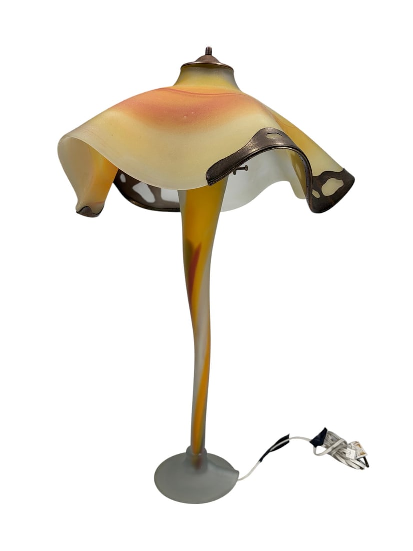 Daum Style Art Glass Table Lamp with Metal Mounts (1 of 7)