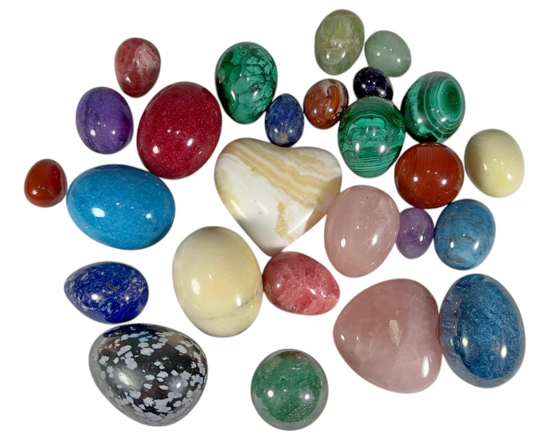 Assorted Malachite Lapis & Stone Eggs Hearts 26pcs (1 of 5)