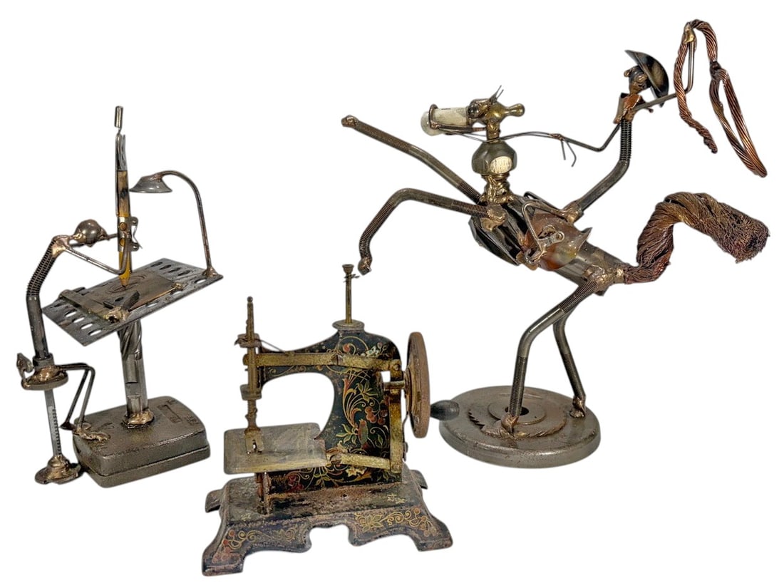 Vintage Industrial Folk Art Sculptures 3pc LOT (1 of 9)