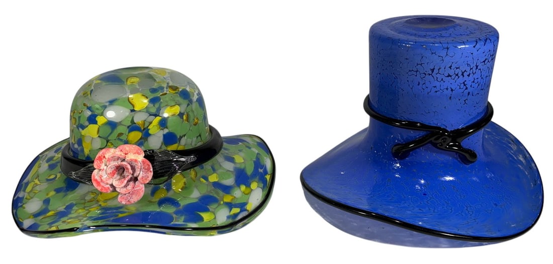 Art Glass Decorative Hats 2pc LOT (1 of 8)